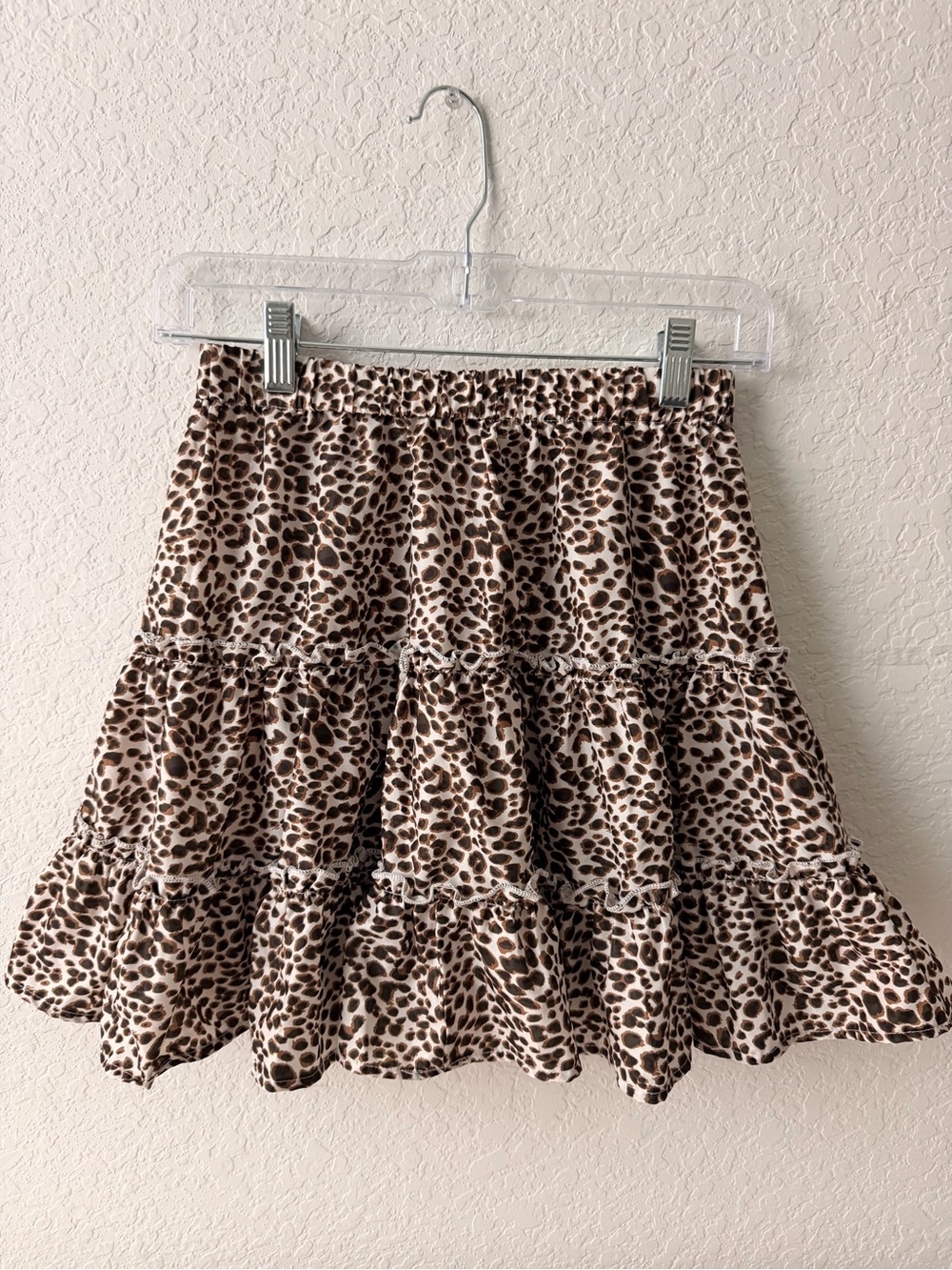 SHEIN NWOT Leopard Print Tiered Skater Skirt | High Waist Flowy Mini Skirt